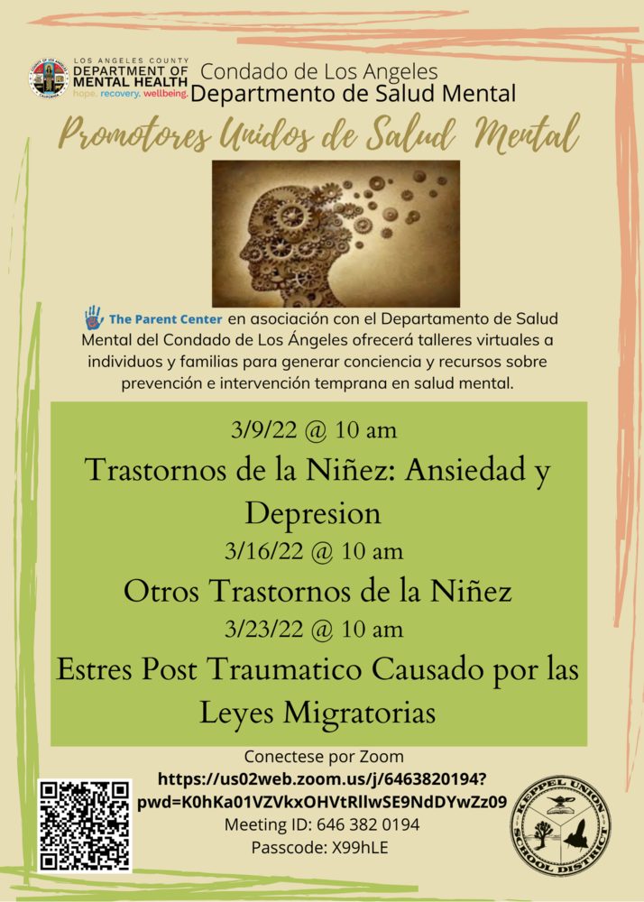 Mental Health Workshops for March spanish