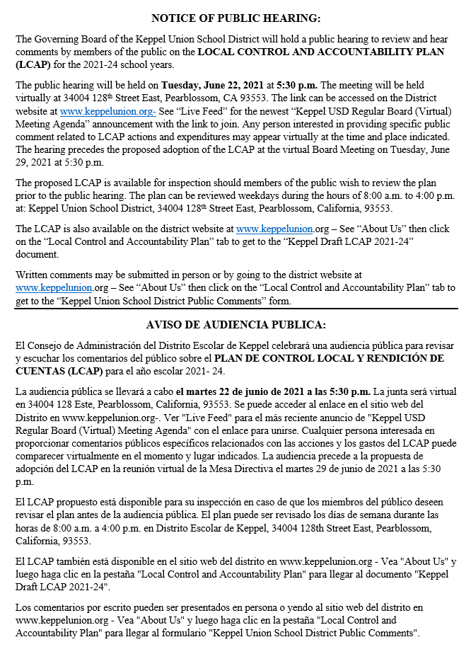 Notice of Public Hearing