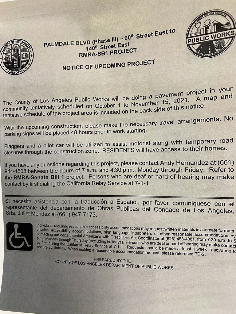 Letter from Public Works