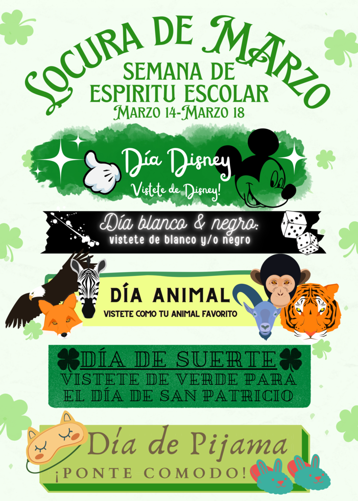Spirit Week flyer in spanish